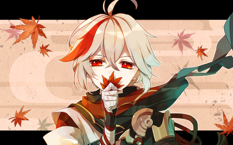 Anime Character with Red Eyes — Orange, Calm