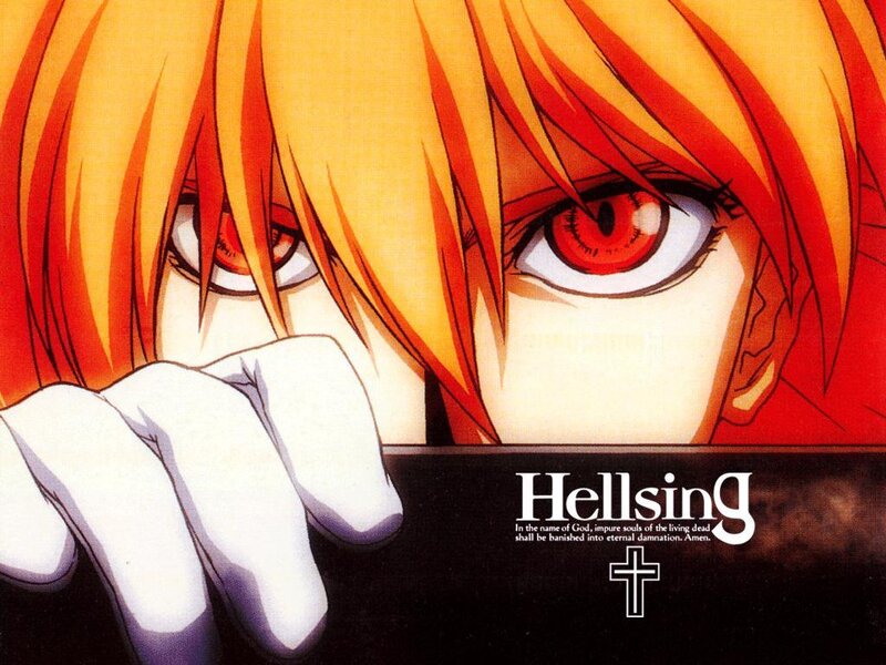 Anime Character with Red Eyes — Orange, Dramatic, Manga, Red Eyes, White Gloves