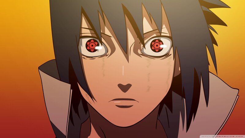 Anime Character with Red Eyes — Orange, Dramatic, Sunset