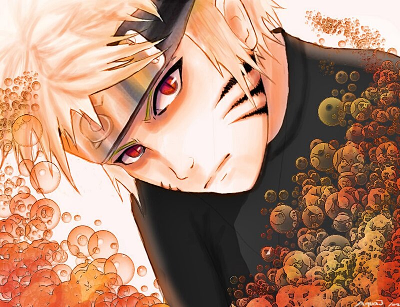 Anime Character with Red Eyes — Orange, Dramatic