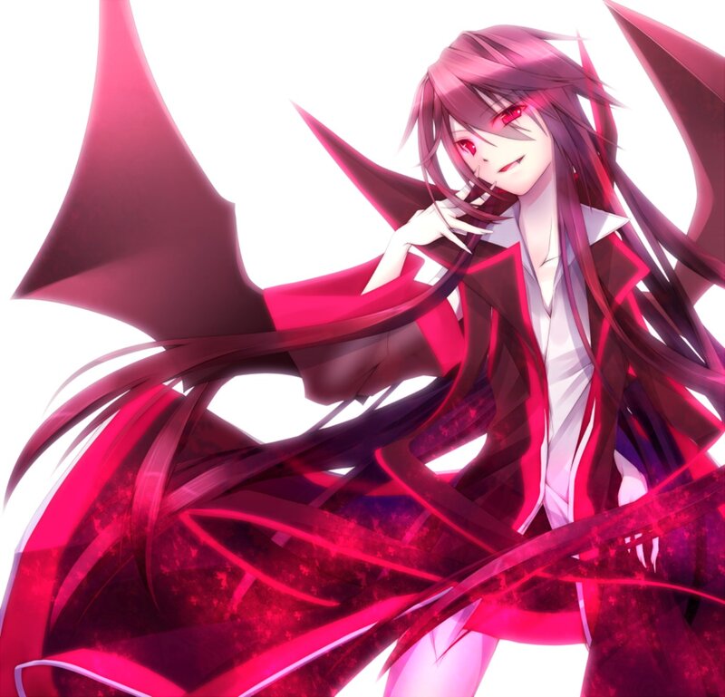 Anime Character with Red Eyes — Pink, Dramatic, Digital Art