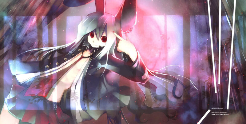 Anime Character with Red Eyes — Purple, Dramatic, Digital Art, Red Eyes, Long Hair