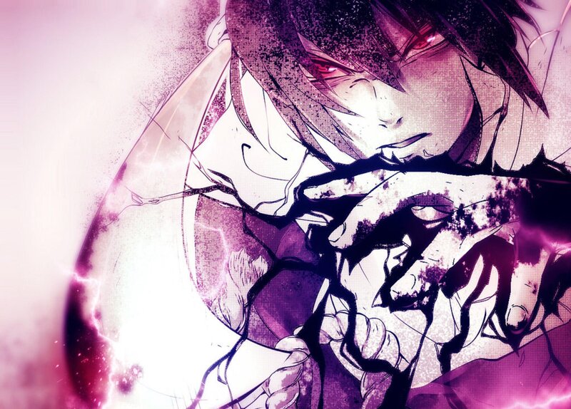 Anime Character with Red Eyes — Purple, Dramatic, Manga, Chakra Sphere