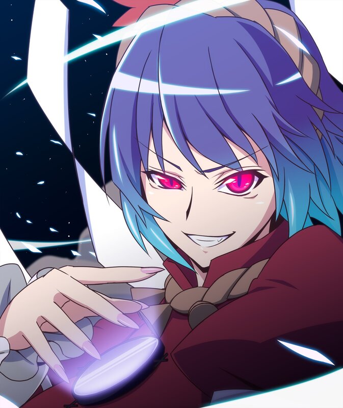 Anime Character with Red Eyes — Purple, Dramatic, Night, Manga, Sword