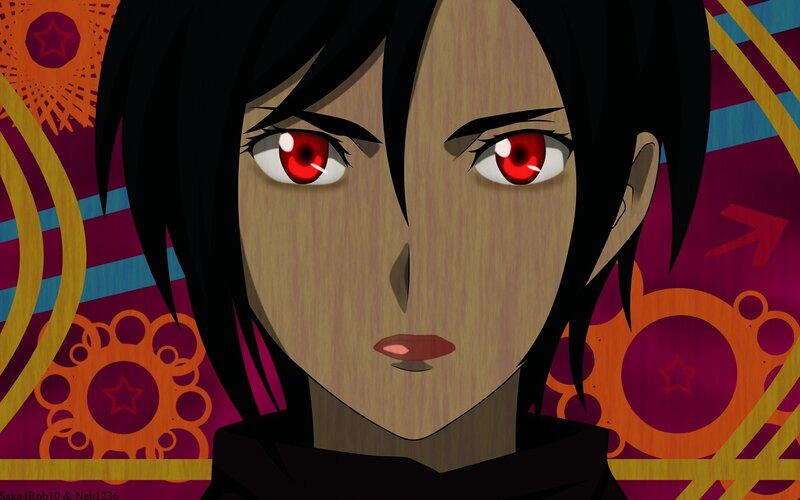 Anime Character with Red Eyes — Purple, Intense, Red Eyes