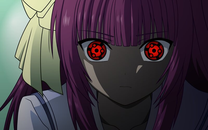 Anime Character with Red Eyes — Purple, Serious