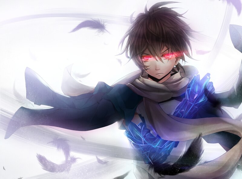 Anime Character with Red Eyes — White, Dramatic, Digital Art, Red Eyes