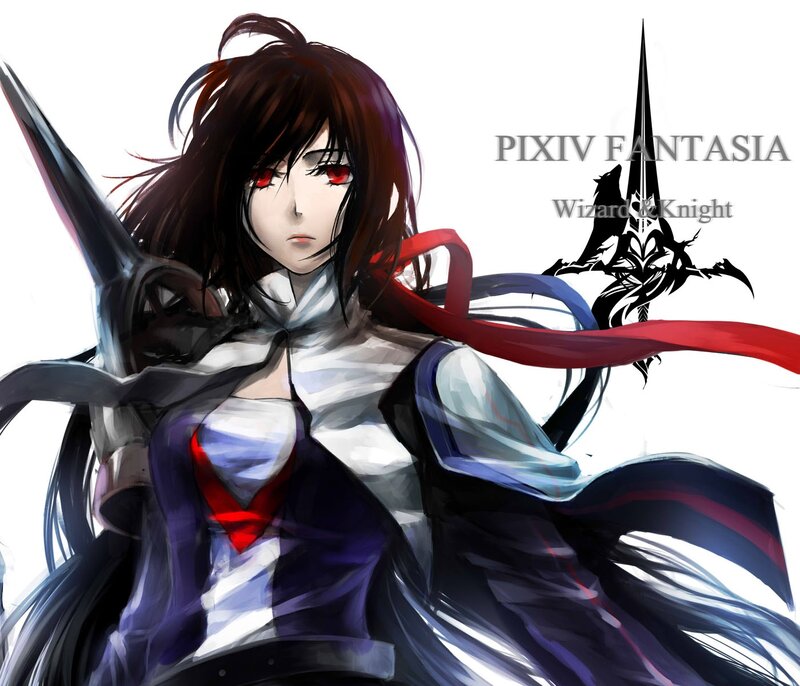 Anime Character with Red Eyes — White, Dramatic, Digital Art, Sword