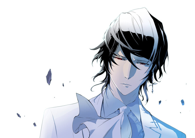 Anime Character with Red Eyes — White, Dramatic, Manga, White Suit