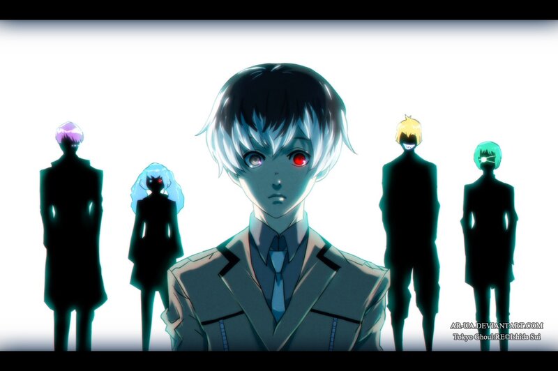Anime Character with Red Eyes — White, Dramatic, Silhouettes