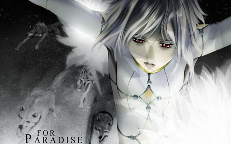 Anime Character with Red Eyes — White, Dramatic