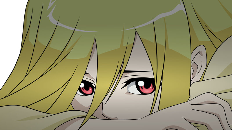 Anime Character with Red Eyes — Yellow, Dramatic, Blonde Hair, Red Eyes