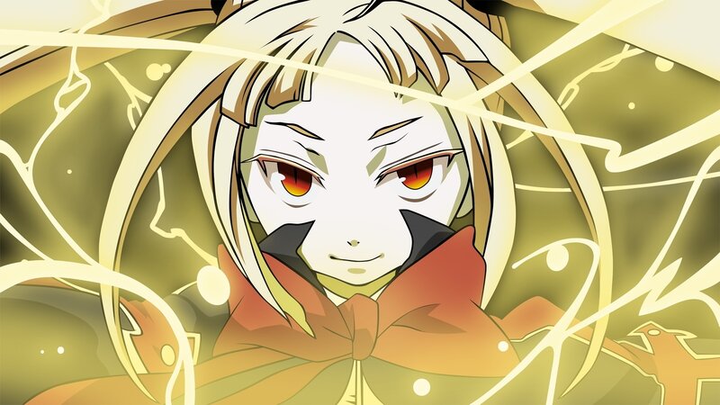 Anime Character with Red Eyes — Yellow, Dramatic, Blonde Hair