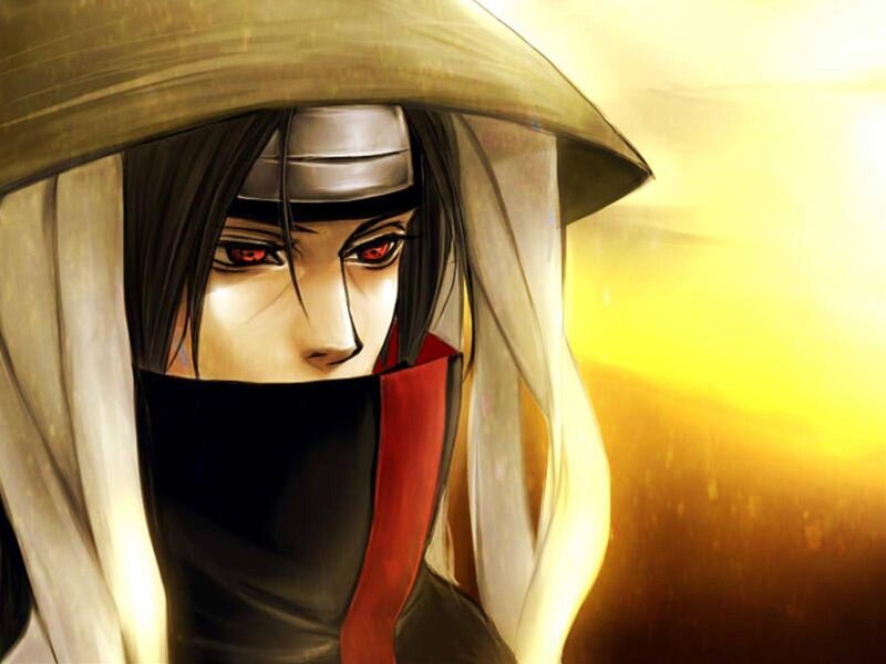 Anime Character with Red Eyes — Yellow, Dramatic, Sunset