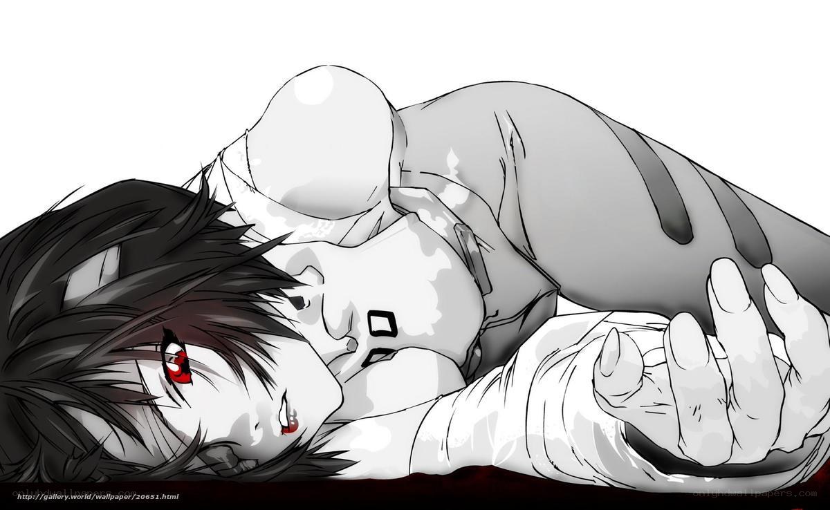 anime character with red eyes