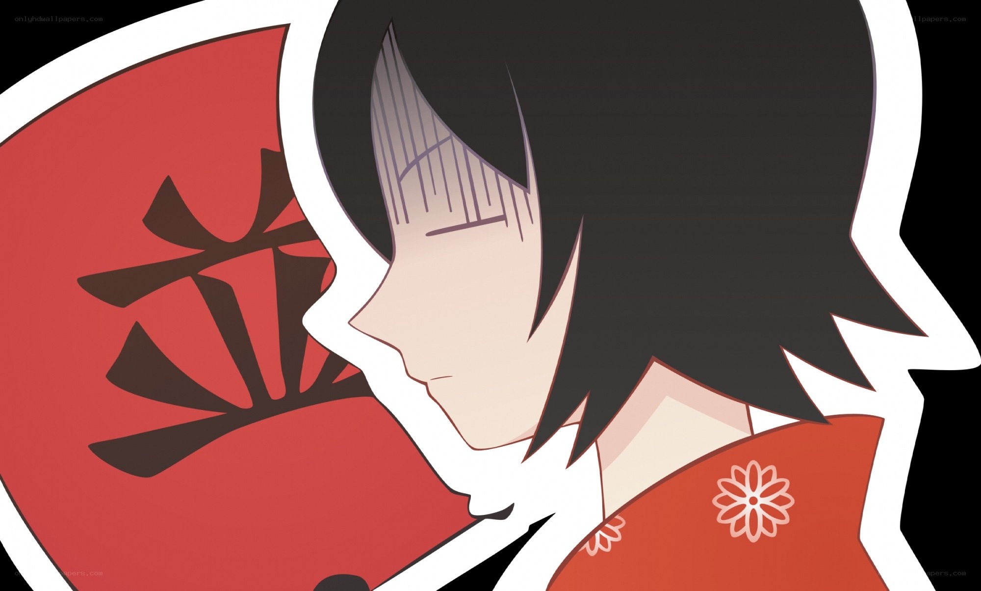 anime character with red fan