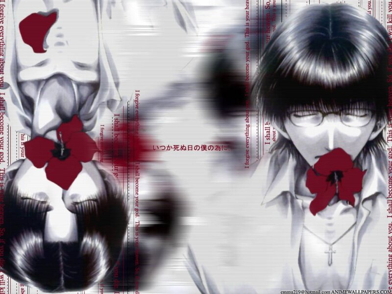 Anime Character with Red Flower — Black