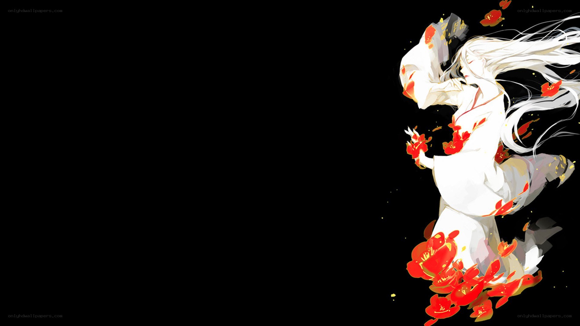 anime character with red flowers
