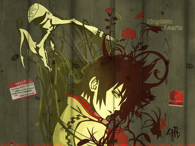 Anime Character with Red Flowers — Brown