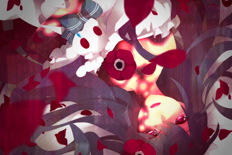 Anime Character with Red Flowers — Dreamy
