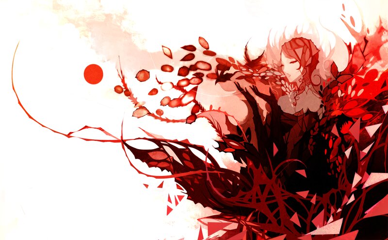 Anime Character with Red Foliage