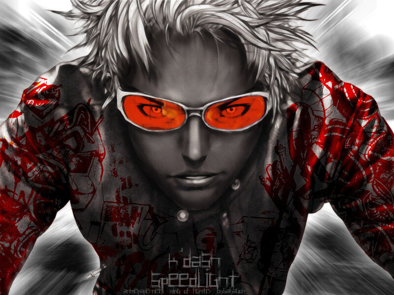 Anime Character with Red Glasses — Black