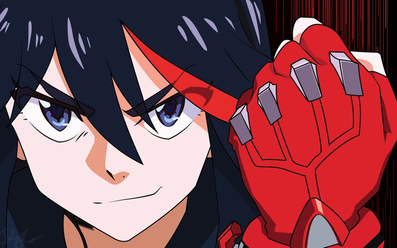 Anime Character with Red Glove — Dramatic, Blue Eyes