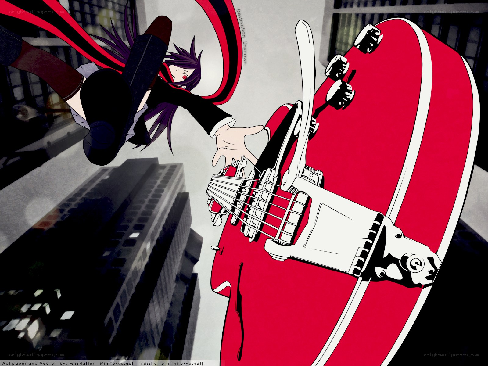 Anime character with red guitar