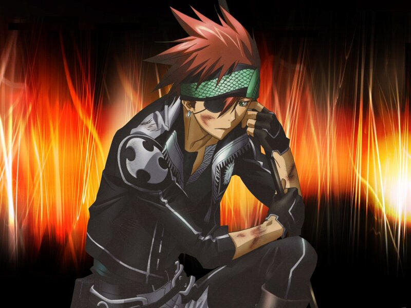 Anime Character with Red Hair — Black, Dramatic, Fire