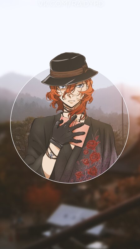 Anime Character with Red Hair — Black, Dramatic, Manga, Hat, Gloves