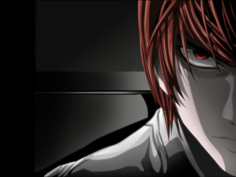 Anime Character with Red Hair — Black, Dramatic, Manga, Red Eyes, White Shirt