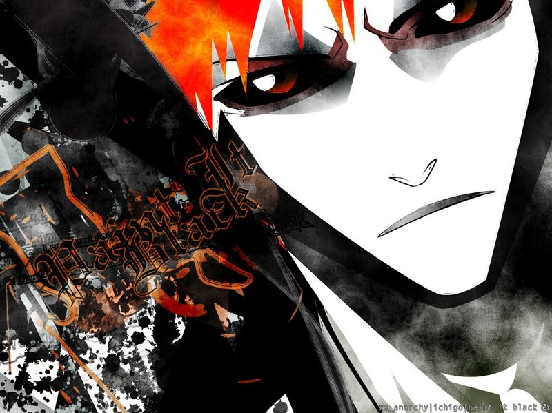 Anime Character with Red Hair — Black, Dramatic, Manga
