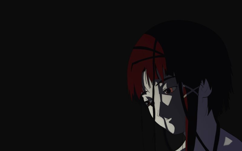 Anime Character with Red Hair — Black, Dramatic, Night, Dark Background