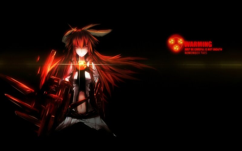 Anime Character with Red Hair — Black, Dramatic, Night, Digital Art