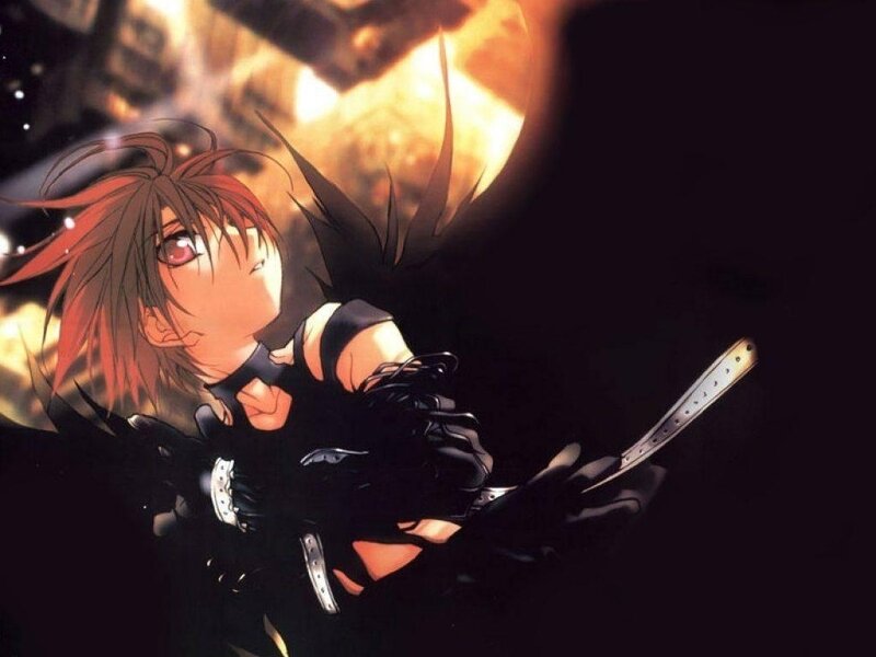 Anime Character with Red Hair — Black, Dramatic, Night