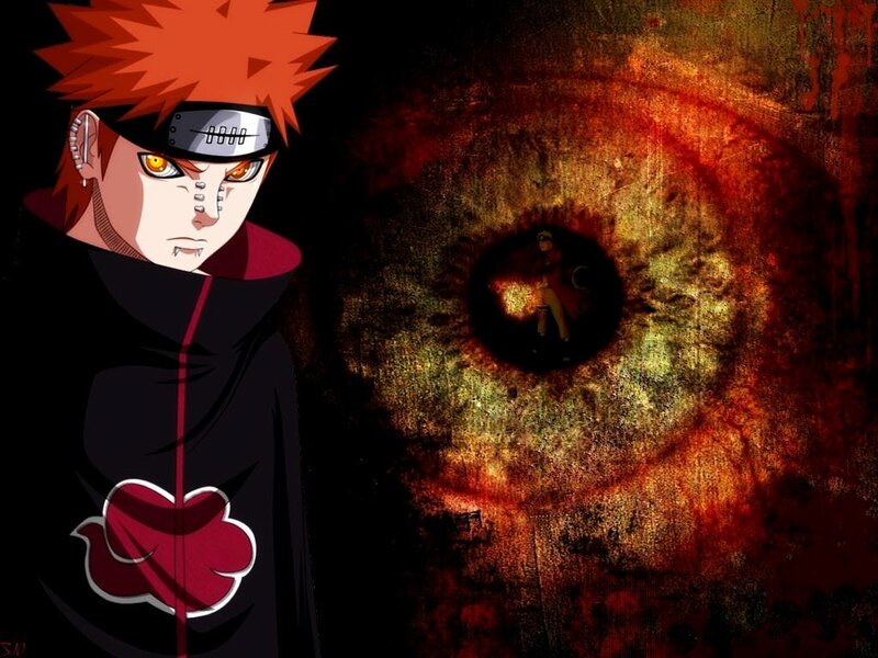 Anime Character with Red Hair — Black, Dramatic, Red Hair, Akatsuki Cloak