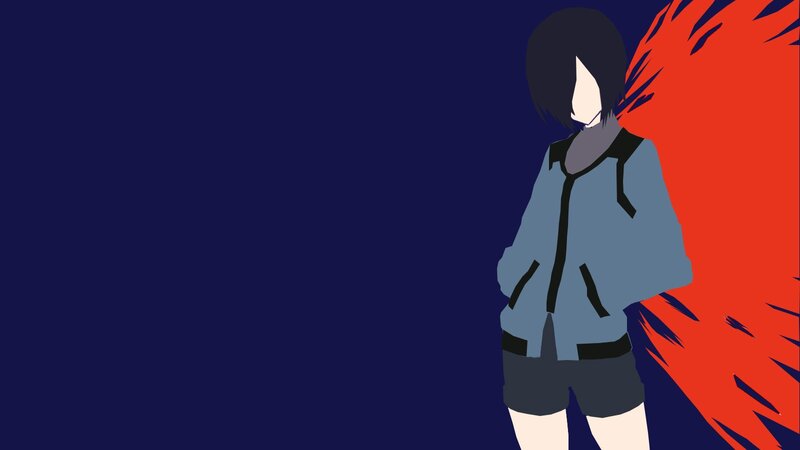 Anime Character with Red Hair — Blue, Dramatic, Night