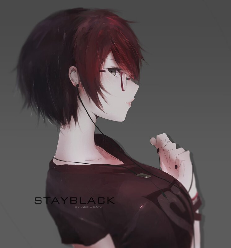 Anime Character with Red Hair — Calm, Digital Art