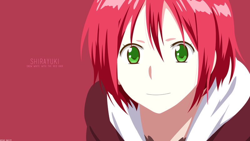 Anime Character with Red Hair — Calm, Green Eyes, White Collar