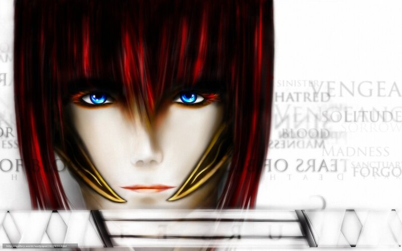 Anime Character with Red Hair — Dramatic, Digital Art, Blue Eyes