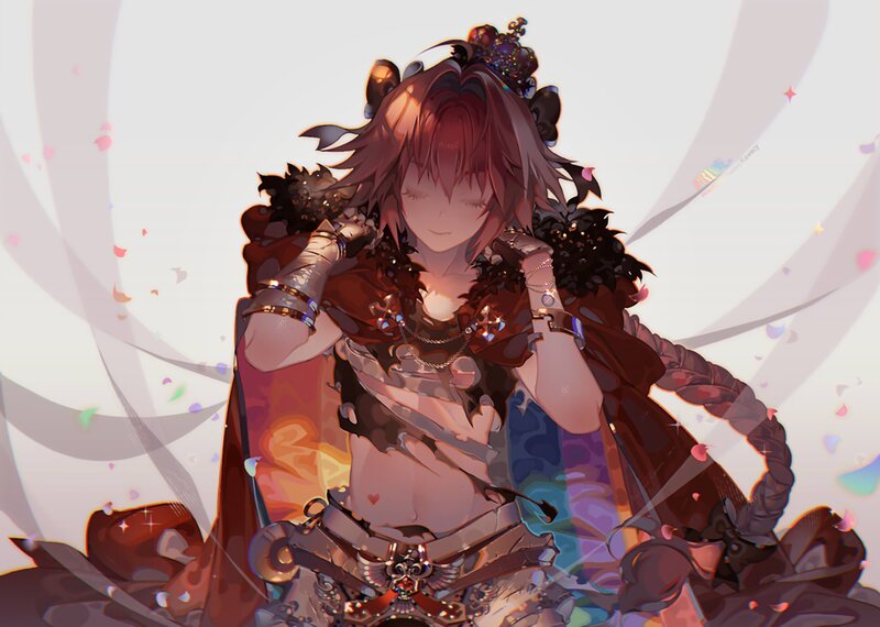 Anime Character with Red Hair — Dramatic, Digital Art, Crown