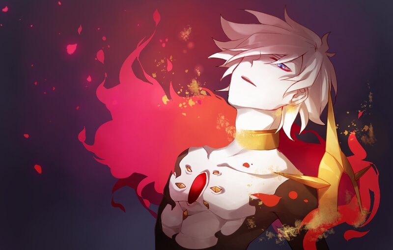 Anime Character with Red Hair — Dramatic, Digital Art, Fire