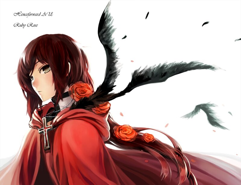 Anime Character with Red Hair — Dramatic, Digital Art, Red Cloak