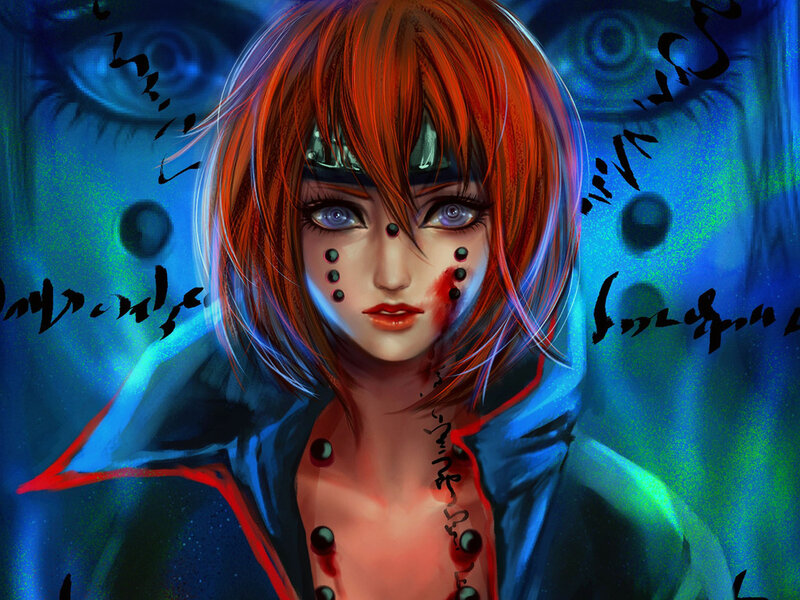 Anime Character with Red Hair — Dramatic, Intense, Digital Art