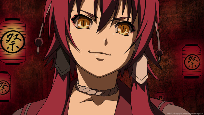 Anime Character with Red Hair — Dramatic, Night, Lanterns