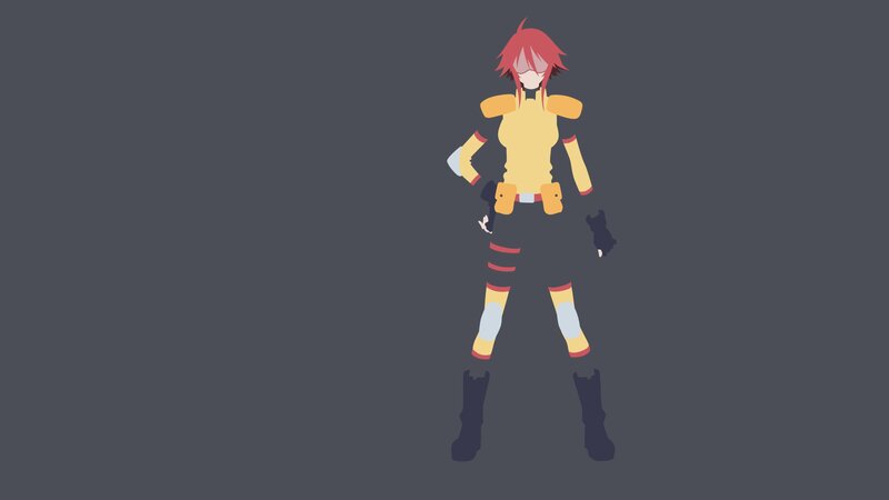 Anime Character with Red Hair — Gray, Neutral