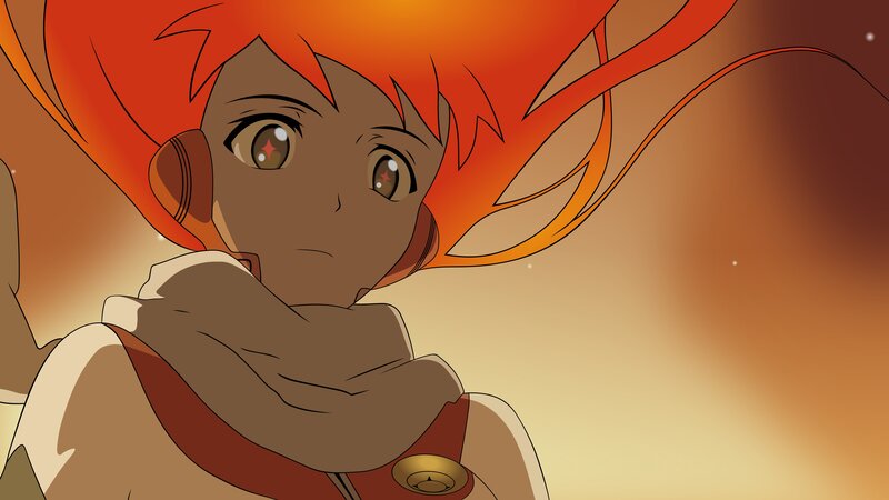 Anime Character with Red Hair — Orange, Dramatic, Sunset, Scarf
