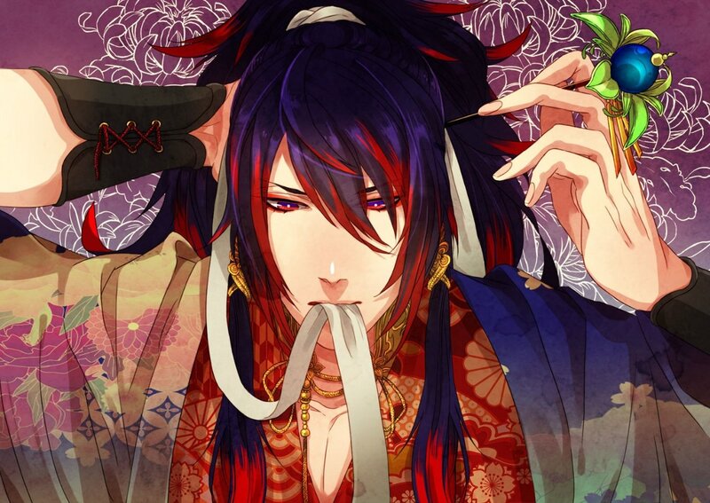 Anime Character with Red Hair — Purple, Dramatic, Manga