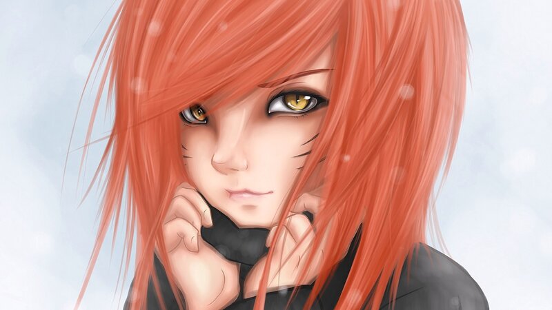 Anime Character with Red Hair — Serious, Digital Art