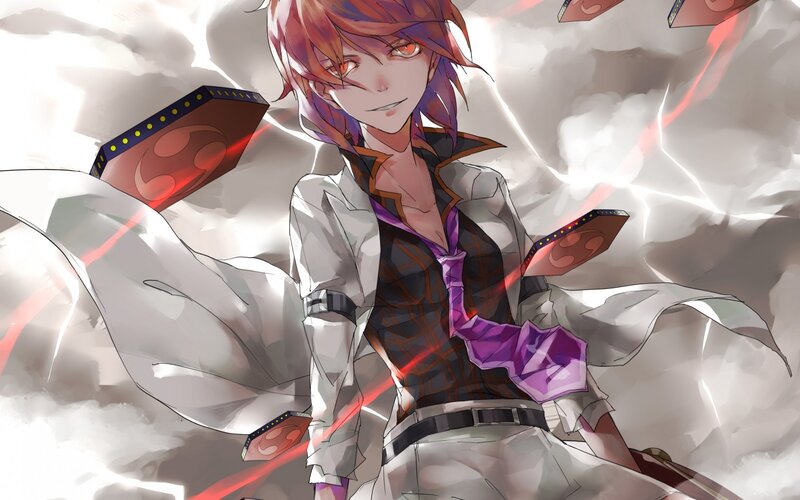 Anime Character with Red Hair — White